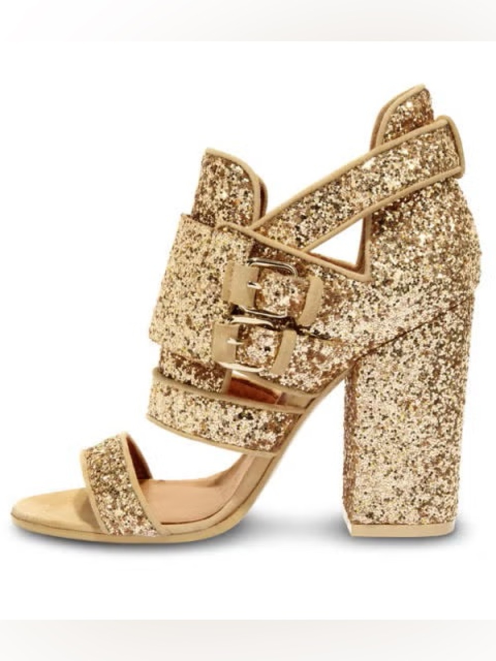 Givenchy Victoria Gold Glitter Biker Sandal - Picture 6 of 6